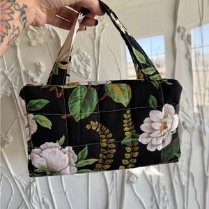 Floral Black Quilted book bag cover